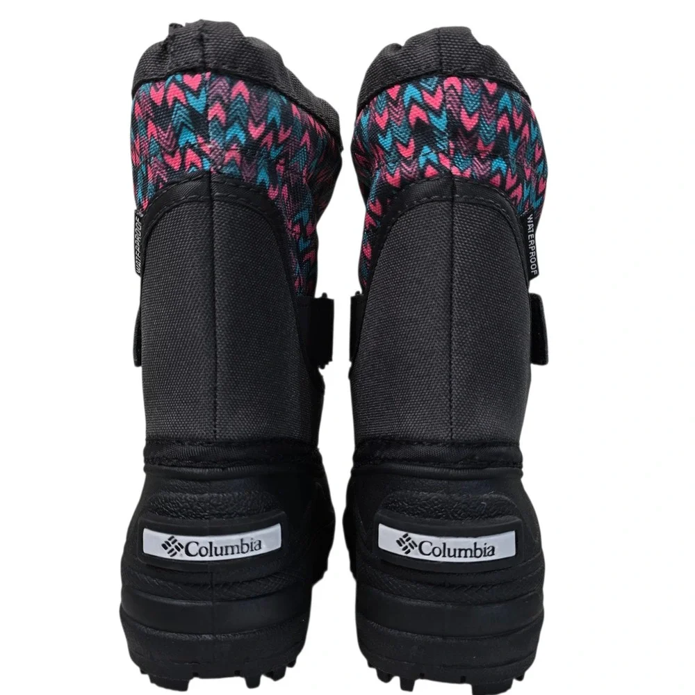 Columbia Kids Waterproof Winter Snow Boots Pink Teal Zig Zag Girls Size 6